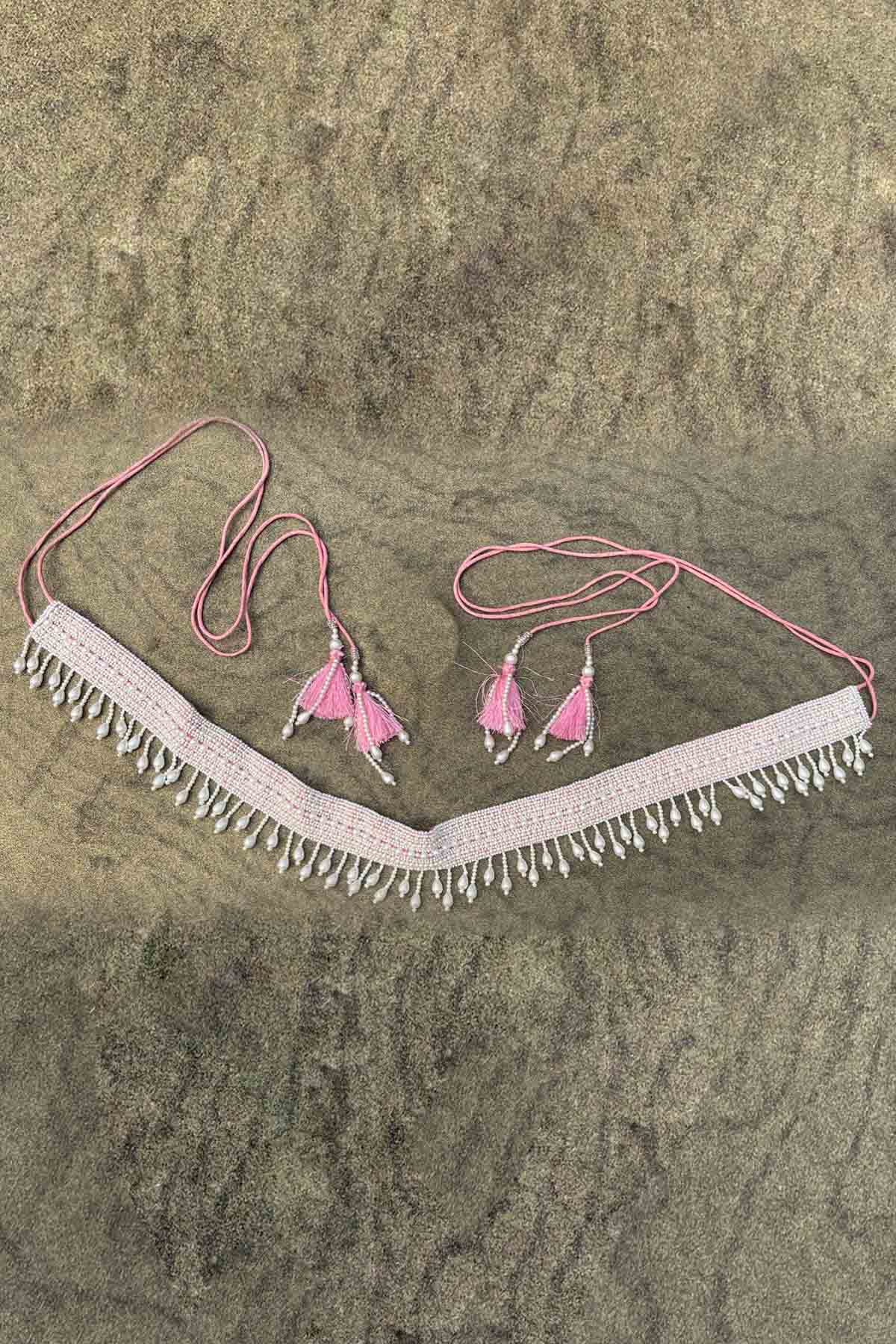 Buy Pink Silk Embroidered Belt Online